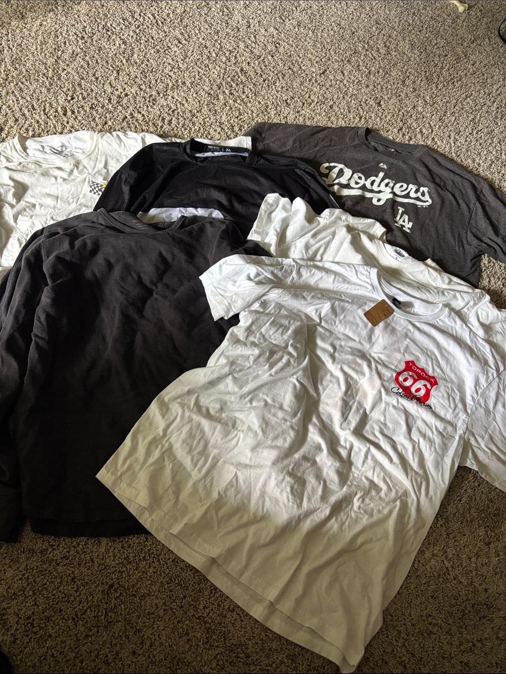 Men's White Route 66 Graphic Tee + Assorted Black & Gray Tees